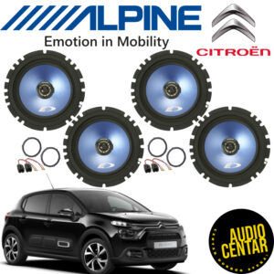 Komplet prednjih i zadnjih Alpine zvucnika za Citroen C3