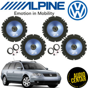 Komplet prednjih i zadnjih Alpine zvucnika za Volkswagen Passat B5.5