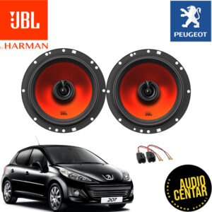 Prednja dva JBL zvučnika sa narandžastim membranama za Peugeot 207