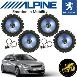 Komplet prednjih i zadnjih Alpine zvucnika za Peugeot 308