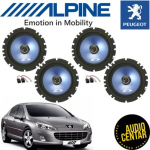 Komplet prednjih i zadnjih Alpine zvucnika za Peugeot 407
