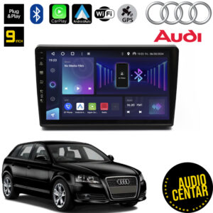Android multimdija za Audi A3 8P sa ekranom od 9" ostljivim na dodir i Bluetooth opcijom.
