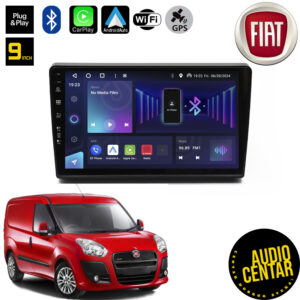 Android multimdija za Fiat Doblo sa ekranom od 9" ostljivim na dodir i Bluetooth opcijom.