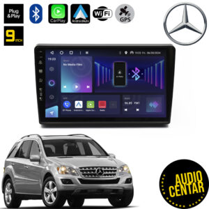 Android multimdija za Mercedes ML sa ekranom od 9" ostljivim na dodir i Bluetooth opcijom.