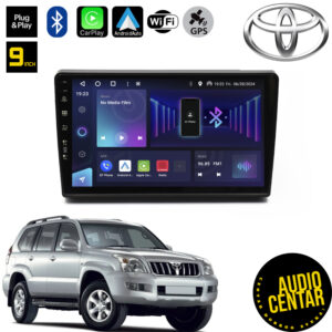 Android multimdija za Toyota Land Cruiser sa ekranom od 9" ostljivim na dodir i Bluetooth opcijom.