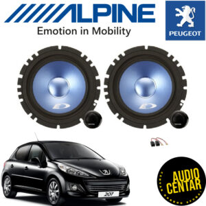 Prednji Alpine zvucnici sa plavom membranom za Peugeot 207